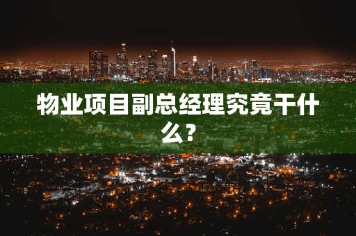 物业项目副总经理究竟干什么？