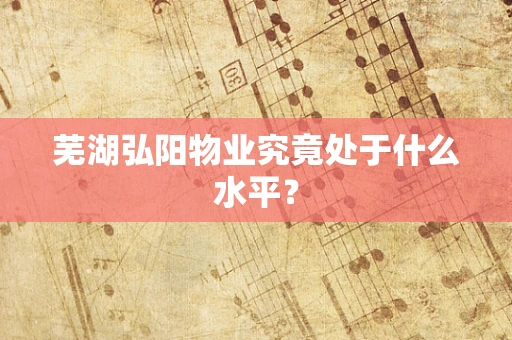 芜湖弘阳物业究竟处于什么水平？