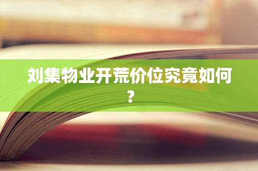 刘集物业开荒价位究竟如何？